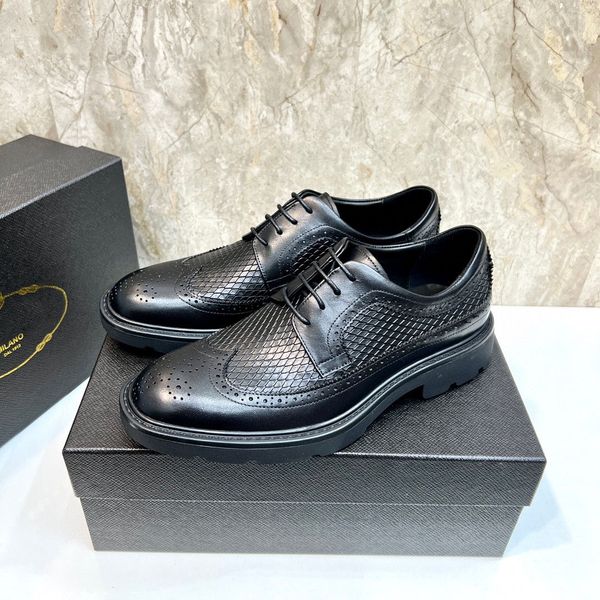 

brand name pradx british mens oxford dress shoes formal genuine leather big size 6-12, Black