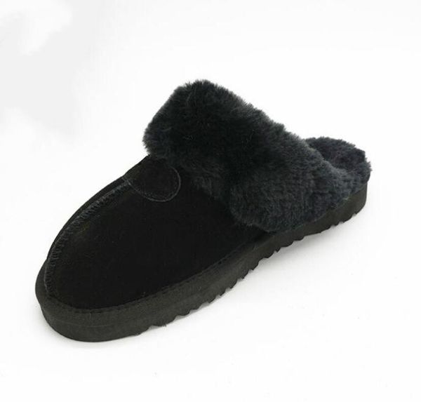 

designer australia womens fluffy slipper winter keep warm boots snow boot casual shoes man furry fuzzy slippers flats fashion luxury platfor, Black