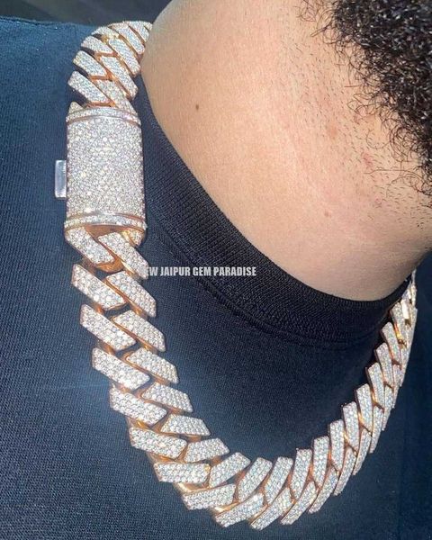 

heavy quality | 20mm cuban link chain | vvs quality moissanite diamond | 925 sterling silver | rose gold plated | gift for men