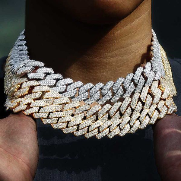 

wholesale iced out jewelry moissanite cuban link chain necklace 925 sterling silver vvs diamond 14k gold 10mm 16mm 20mm for men