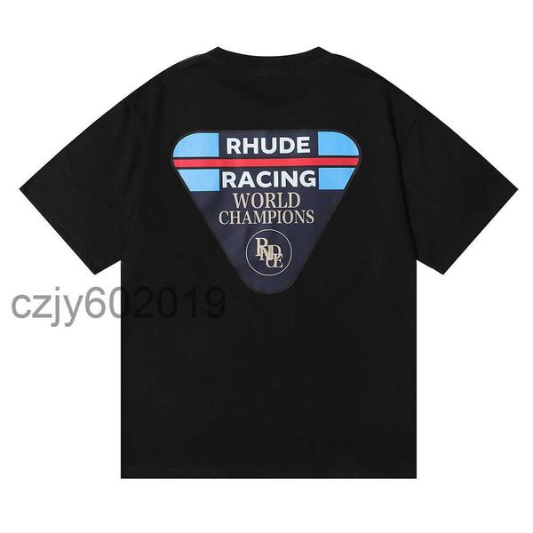 

chaopai high street american rhude race patch commemorative co-branded casual cotton crew neck short sleeve t-shirt23n1, White;black