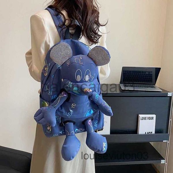 

designer cute mouse bag lapstudent backpack tote shoulder micke bag handbag mens woman fashion luxurious blue letter waterproof nylon travel