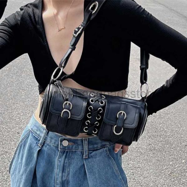 

shoulder bags vintage black women cylinder underarm bags double pocket design ladies shoulder bag fashion female pu leather purse handbagsst
