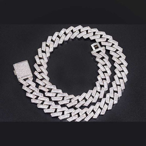 

luxury vvs baguette moissanite chain s925 pure silver cuban link chain