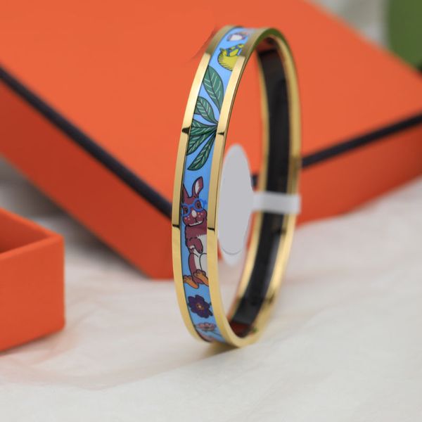 

enamel clic bangle for women charm bracelets rabbit blue enamel cuff version 4, Golden;silver