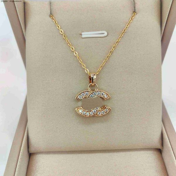 

women luxury designer brand double letter pendant necklaces chain 18k gold plated crysatl rhinestone sweater newklace for wedding jewerlry a, Silver