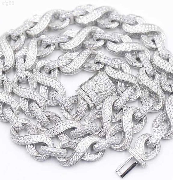 

new fashion design infinite chain 925 silver iced out moissanite diamond 13mm wide cuban link chain for rapper hip hop jewelry