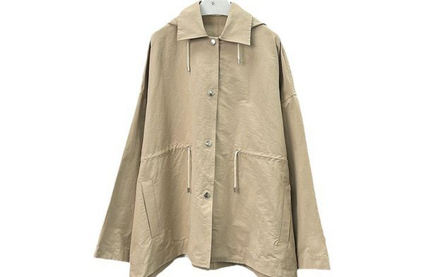 

toteme hooded coat draw string loose long sleeve for women, Black;brown