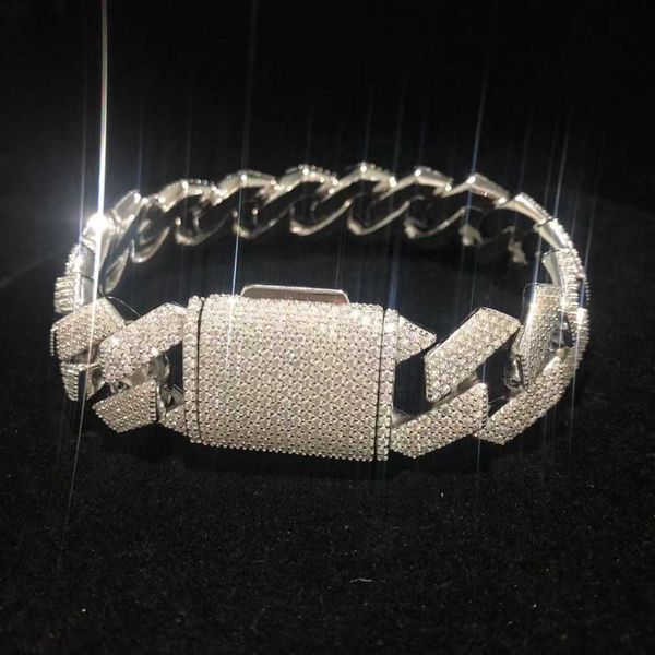 

d color vvs 4-row moissanite 925 sterling silver plated 18k cuban necklace hip hop pop men's diamond cuban chain necklace