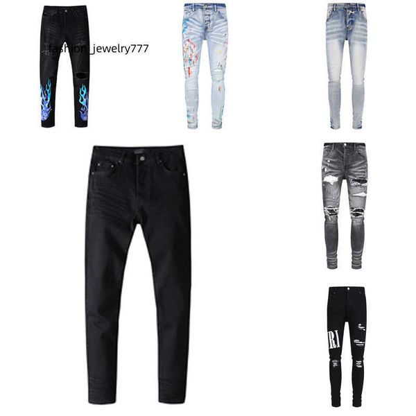 

designer jeans stack european ripped jean men embroidery quilting fold stitching men design motorcycle riding cool slim pant purple jeans fo, Blue