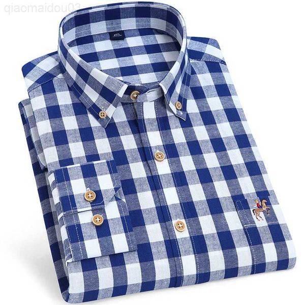 

men's casual shirts new cotton oxford shirt men's long sleeve embroidered striped regular casual pocket square collar business dre, White;black