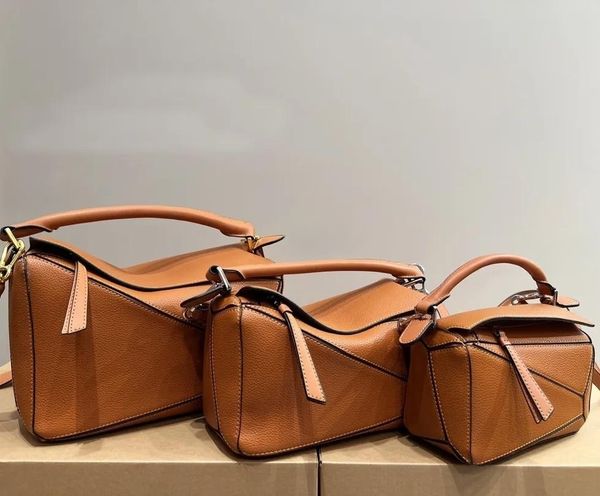 

designer genuine leather puzzle handbag momen loewesstyd shoulder clutch totes cross body geometry square contrast color patchwork purse let