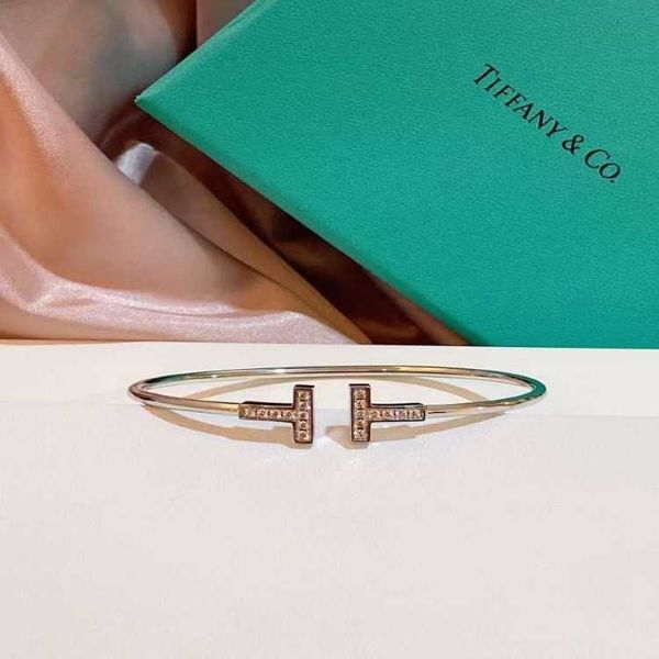 

tiffanyys bracelet t double t diamond bracelet live broadcast with goods and online popular same valentine's day gift bracelet, Black
