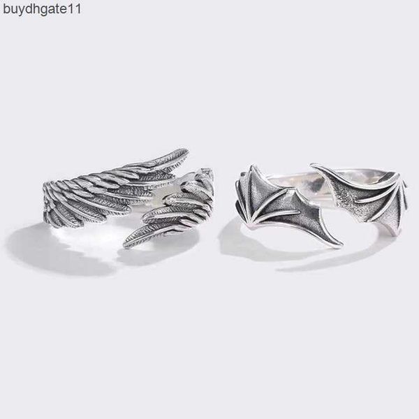 

uisl fashion accessories angel and devil wing couple thai silver ring jewelry personality open straight wholesale price