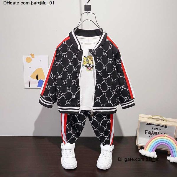 

autumn new spring children boys clothes kids clothing suit jacket t shirt pants 3pcs/sets infant cotton tracksuits, White