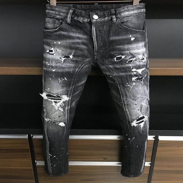 

italian jean pants fashion european and american men's casual jeans high-end washed hand polished quality optimized 383270g, Blue
