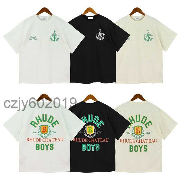 

rhude summer new letter printing loose casual trend american fashion brand short sleeve t-shirtoaug, White;black