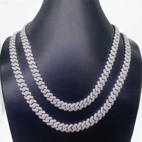 

925 sterling silver pass tester hip hop jewelry 10mm 14mm 18k gold iced out vvs moissanite miami cuban link chain necklace