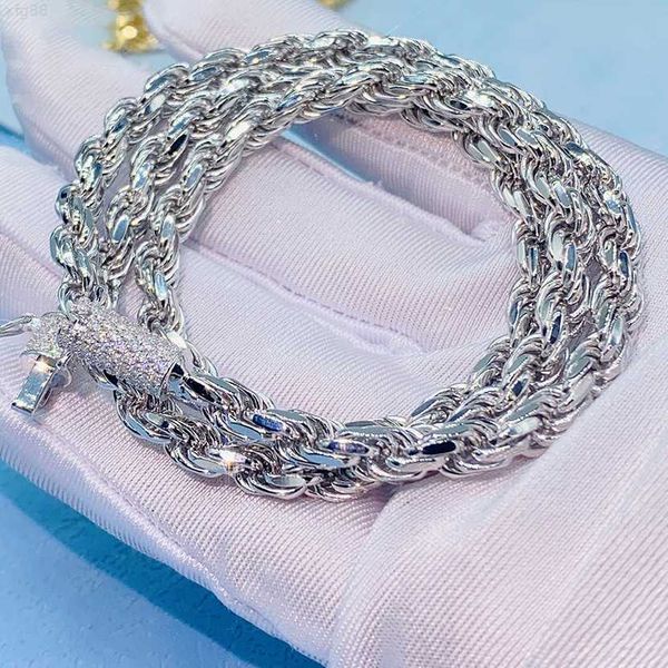 

trendy sterling silver 925 rope chain 6mm moissanite rose gold plated cuban chain jewelry