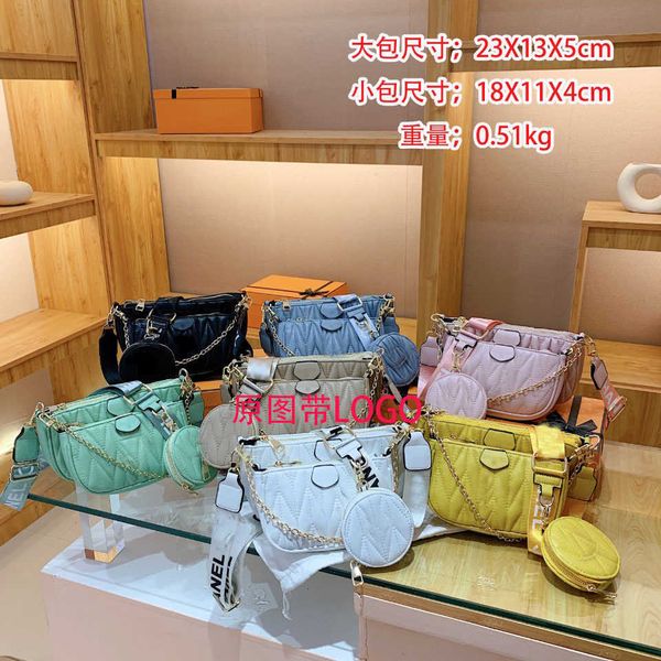

designer bag 2024 early launch new little fragrant sheepskin three piece set mahjong embroidery thread pleated one shoulder crossbody undera
