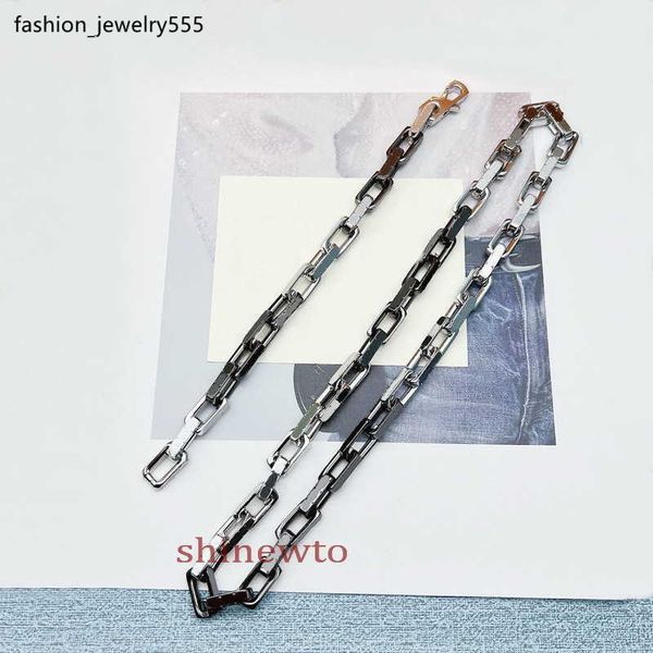 

bracelet necklace europe america fashion necklace bracelet men black silver-color hardware engraved v initials flower pattern chain jewelry