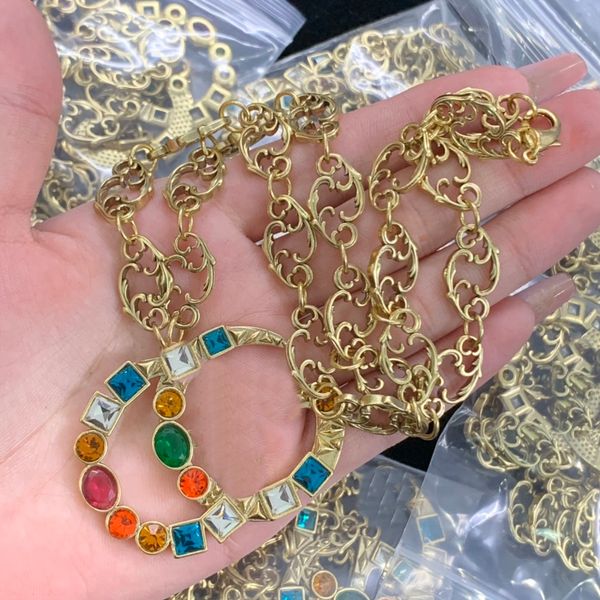 

fashion colour designer micro inlays crystal pendant necklace for woman long chain necklaces sweater chain jewelry wedding birthday party gi, Silver