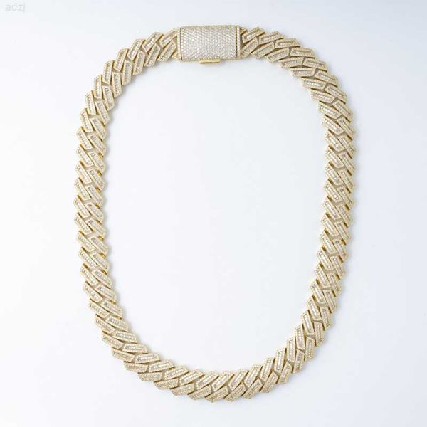 

17.5mm square diamond moissanite prong cuban link chain sterling silver 925