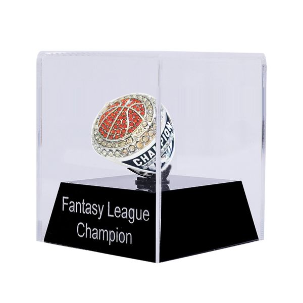 

fantasy basketball championship ring with stand no year new arrive full size 8-14, Silver