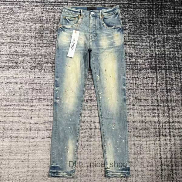 

purple brand purple jeans ksubi women jeans designer purple brand high street retro paint spot slim feet micro elastic men hip-hop fashion z, Blue