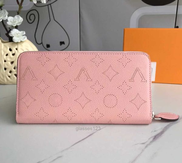 

leather zippy wallet designer zipper long purse card holder with original box m61867, Silver