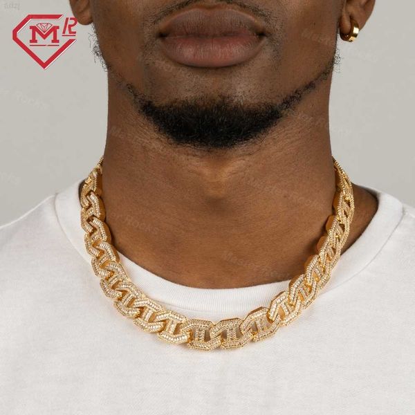 

iced out moissanite gold color 925 sterling silver cuban necklace hip hop men vvs moissanite cuban chain