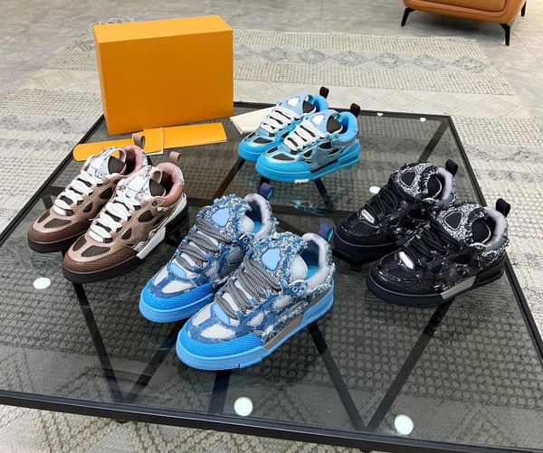 

luxury trainer designers shoes skate sneaker genuine leather fashion black blue white red beige men women sports outdoor sneakers with box s
