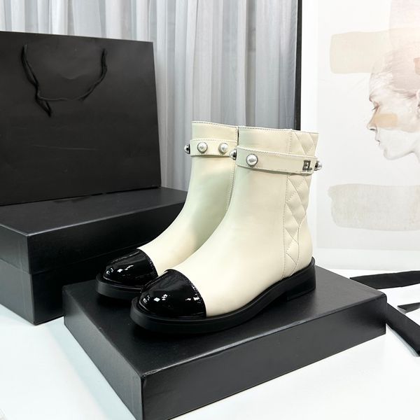 

luxury designer boots women ankle booties winter channel leather boot martin platform letter ccity dfgdsf, Black