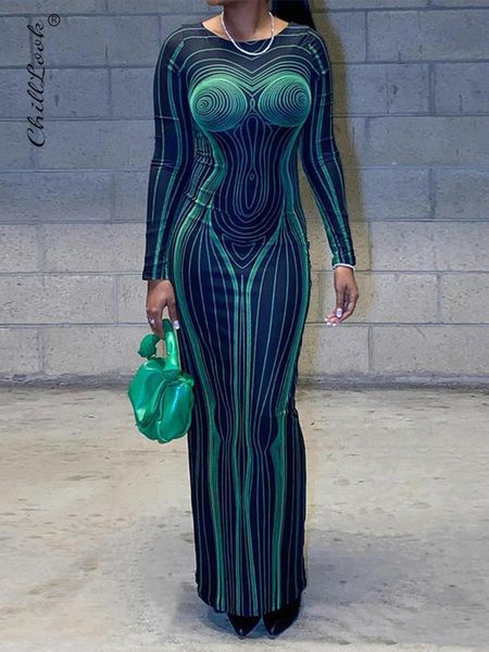 

basic casual dresses women streak 3d printed bodycon maxi dress spring green full sleeve backless long female oneck hipster robe 230812, Black;gray