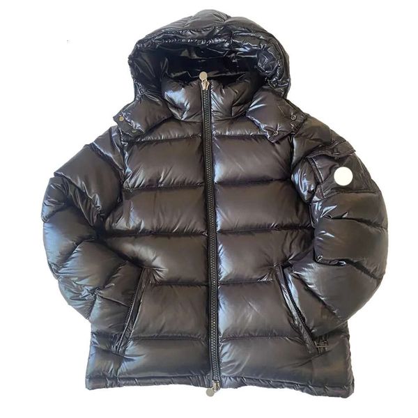 

mens puffer hooded down jackets with nfc designer classic style gray inside mens outerwear embroidered armband winter coats, Black