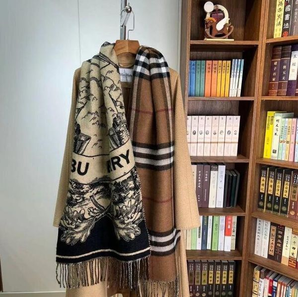 

100% Celestial Unicorn Designer Women Plaid Letter Printing Pure Cashmere Men Double Sided Shawl Scarf RR4V