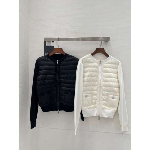 

m family winter zipper long sleeved white duck down white patchwork temperament commuting thin standing collar thin slim fitting down, Black