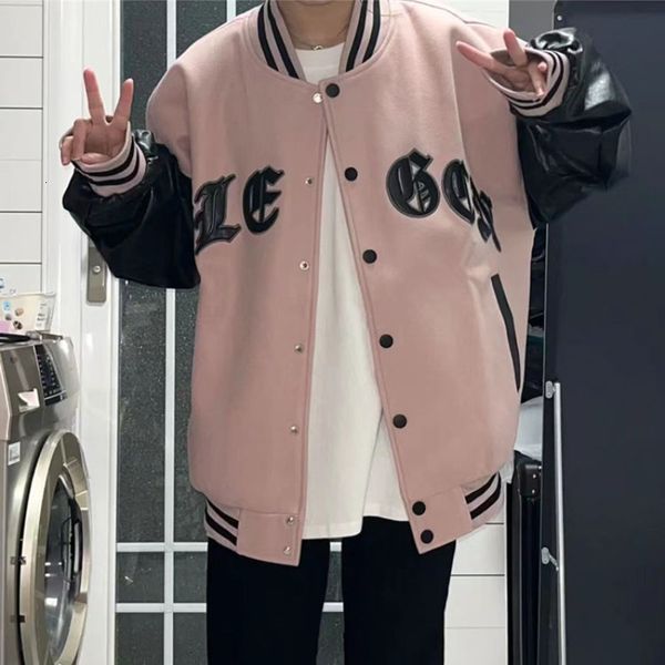 

womens jackets american retro patchwork baseball jacket womens loose and versatile inset style design sense niche casual trend winter clothe, Black;brown