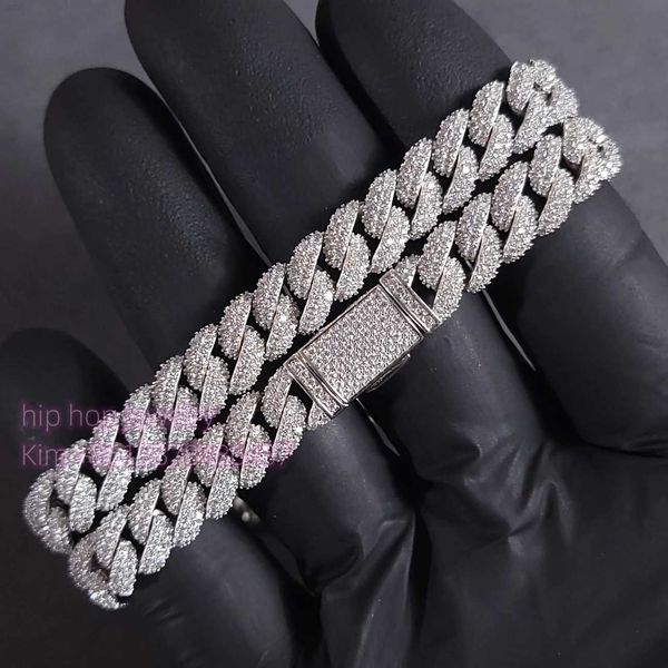 

hip hop jewelry cuban link chain 925 silver custom 10mm width gra certificate moissanite diamond cuban necklace
