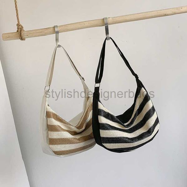 

beach bags korean version large capacity woven bag for women 2023 new summer striped canvas patchwork dumpling bag fashion crossbody bagstyl
