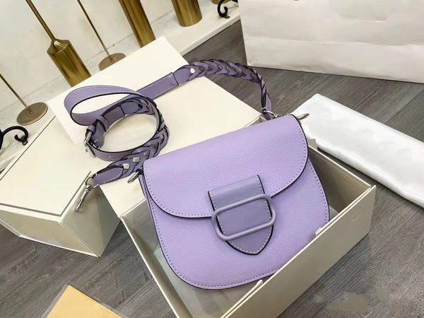 

luxury designer women's high-end leather saddle bag flip vintage wallet classic embroidery wide strap crossbody bag