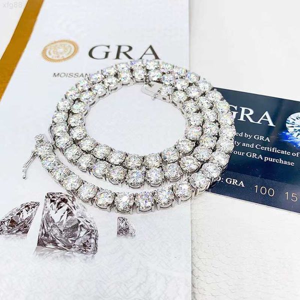 

moissanite hip hop jewelry 6.5mm tennis chain 925 silver vvs diamond tennis necklace