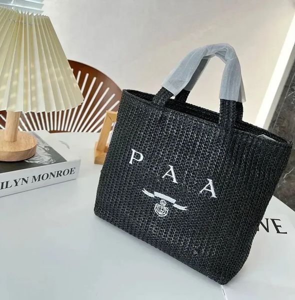 

summer stripe straw fashion bags designer bag woman crochet tote bag luxury handbag summer shopping purse totes shoulder handbags triangle