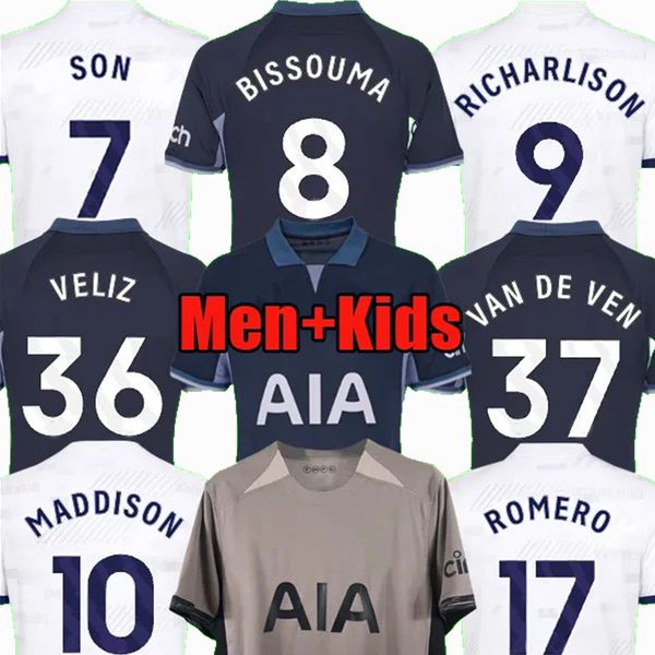 

player fans son maddison soccer jersey richarlison bissouma perisic kulusevski 2023 2024 van de ven tottenhams romero solomon spurs football, Black;yellow