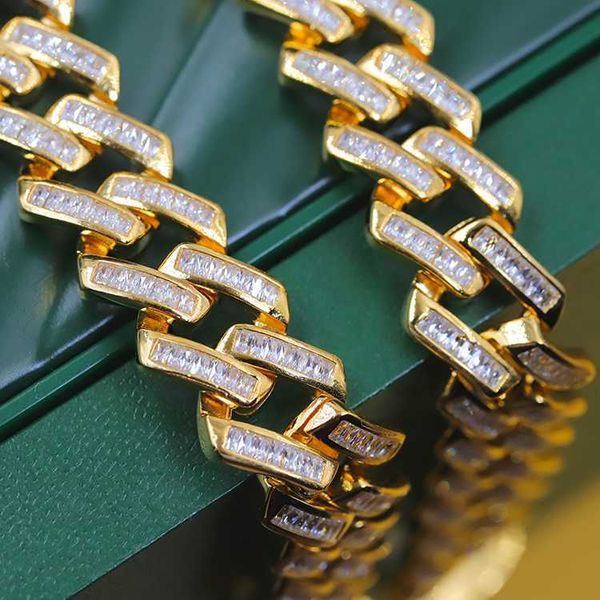 

hip hop 12mm 925 silver cuban chain baguettes 5a cz diamond necklace link chain