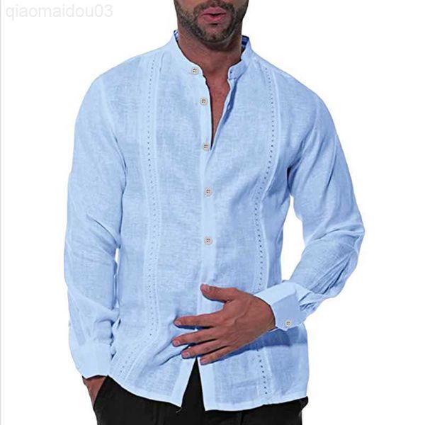 

men's casual shirts fashion stand collar loose linen tees cardigan man streetwear men'c clothing casual 2023 long sleeve solid t s, White;black