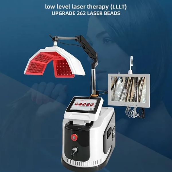 

scalp low level laser hair growth machine with hair analyser for face wrinkles removal 670nm diode growth machine for hair loss, Black