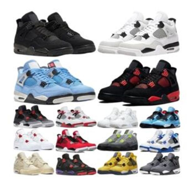 

2023 jumpman 4s j4 basketball shoes men women 4 red thunder infrared black cat bred university blue sail cool grey shimmer neon mens trainer, White