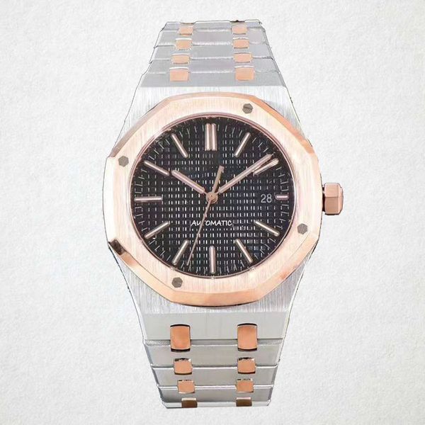 

watch mens watch all stainless steel strap mens mechanical montre de luxe watch reloj hombre sapphire waterproof glass gold dial, Slivery;brown
