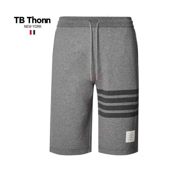 

fashion dark grey four bar tb thonn pants brand casual sports mid length men's loose straight leg